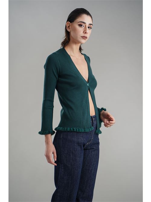 Cardigan in viscosa Nualy | I25NAH360VERDE BOSCO